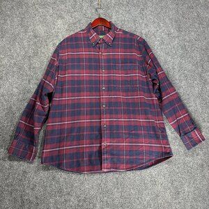Orvis Shirt Mens Large Button Down Classic Fit Plaid Cotton Flannel Pocket